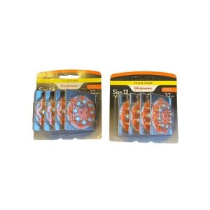 2 Lots Walgreens Hearing Aid Batteries Size 13 . 64 Pack 1.45 Volt mercury free